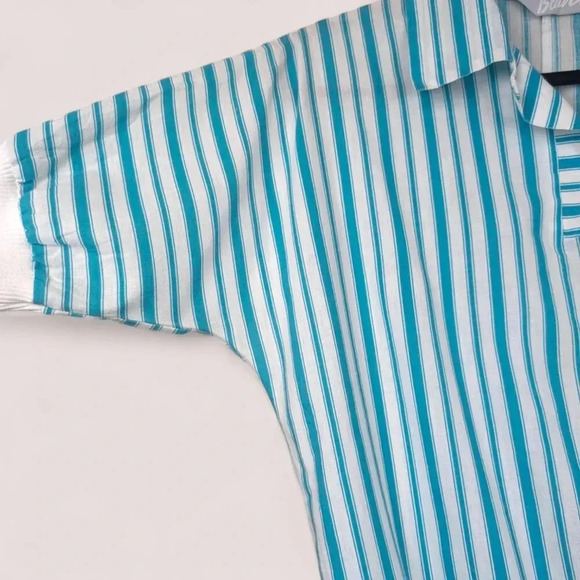 Vintage Blair Blue & White Striped Collared Top - Picture 5 of 6